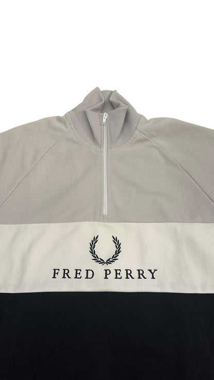 Fred Perry Half / Quarter Zip Pullover Schwarz Weiß S