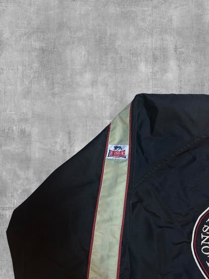 Lonsdale London Bomberjacke Backprint Schwarz Beige Weinrot M - L