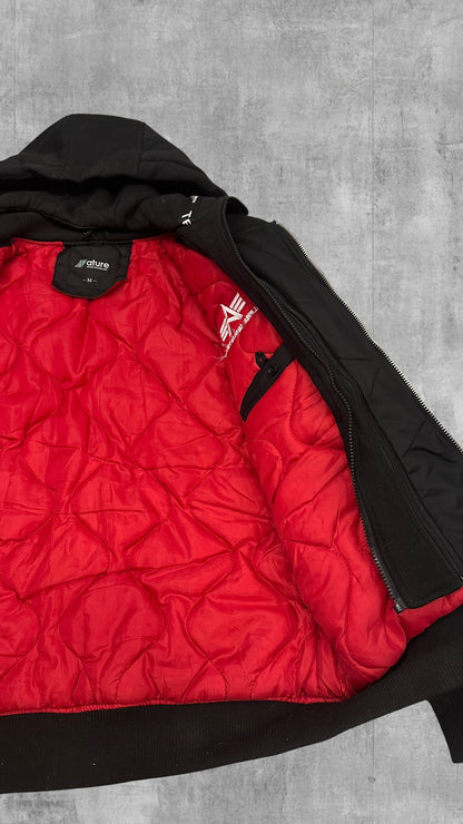 Alpha Industries Bomberjacke Schwarz mit flexibler innerer Kapuzenjacke M