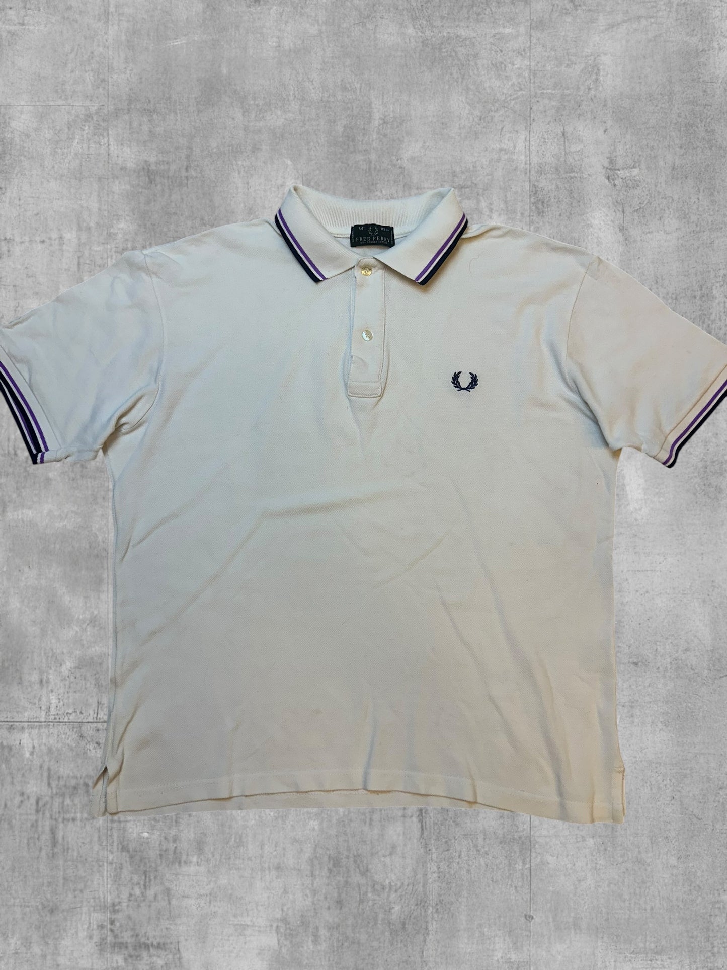 Fred Perry Polo Shirt Weiß Schwarz Lila M