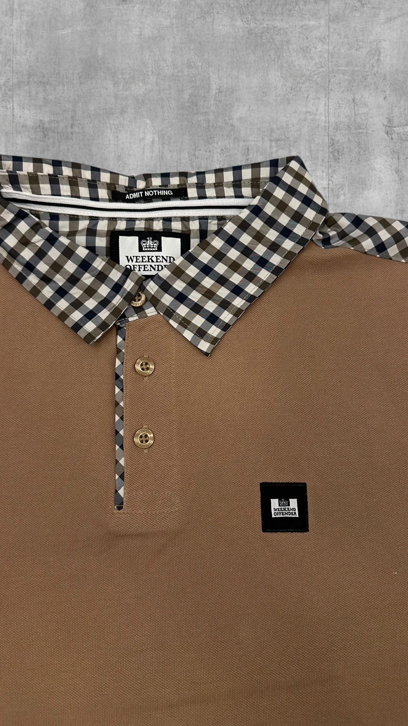 Weekend Offender Polo Shirt Braun karriert XXL