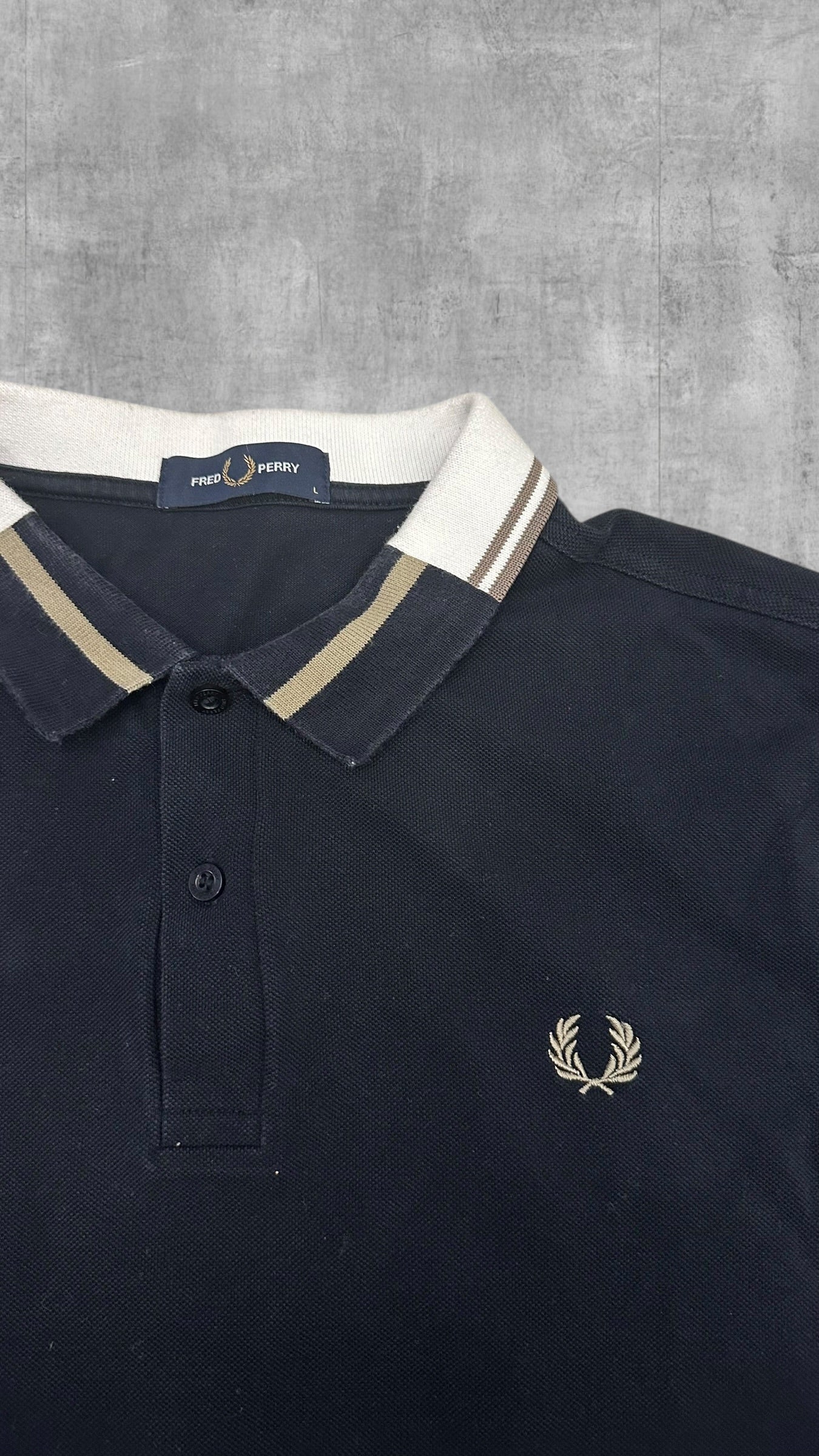 Fred Perry Polo Shirt Schwarzblau Weiß L