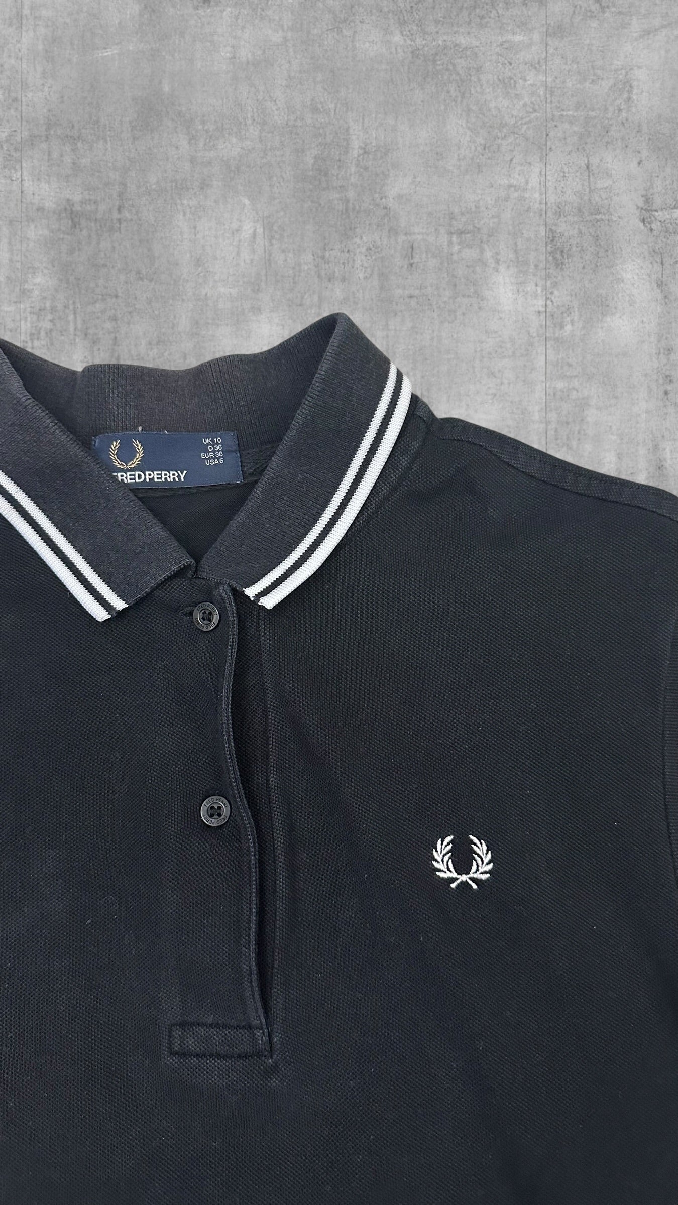 Fred Perry Damen Polo Shirt Schwarz Weiß S