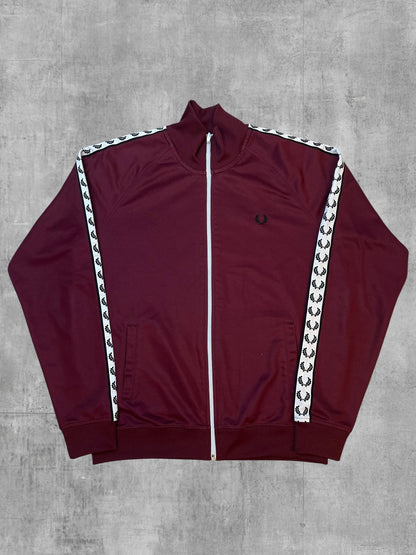 Fred Perry Trainingsjacke Taped Weinrot Weiß Schwarz L