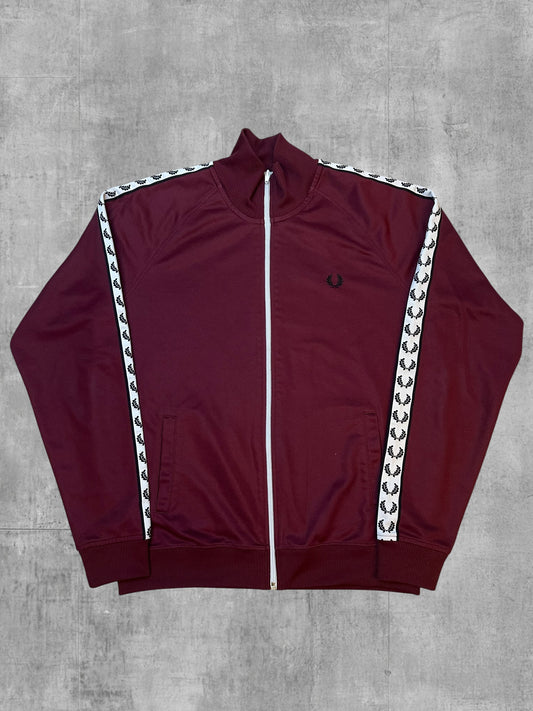 Fred Perry Trainingsjacke Taped Weinrot Weiß Schwarz L