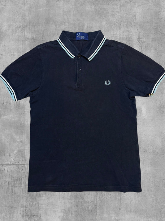 Fred Perry Polo Shirt Schwarz Weiß Türkis S Slim Fit