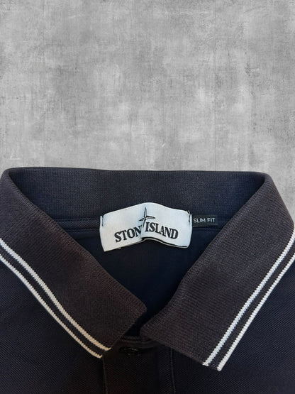 Stone Island Polo Negro Blanco M