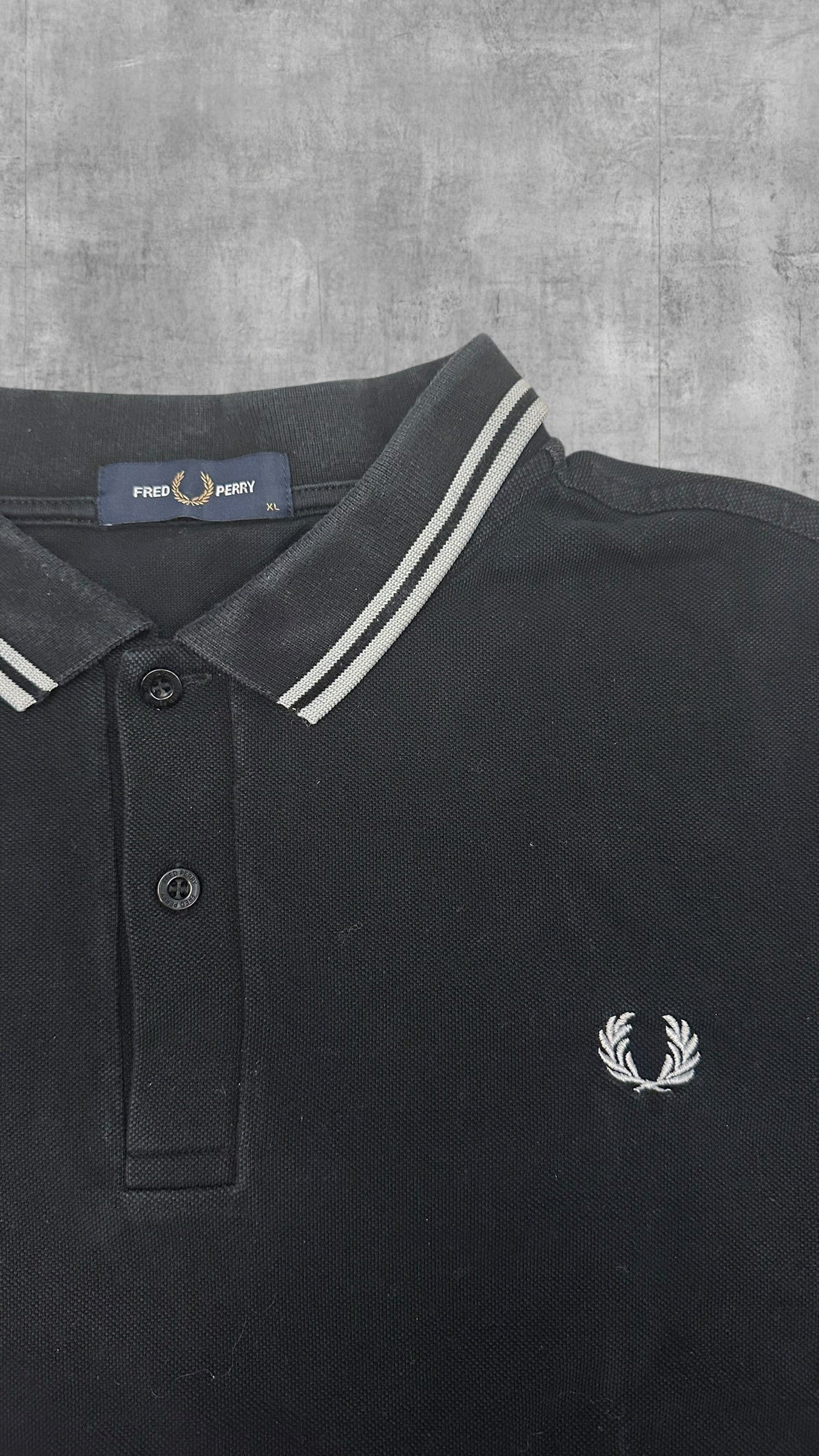 Fred Perry Polo Shirt Schwarz Backprint XL