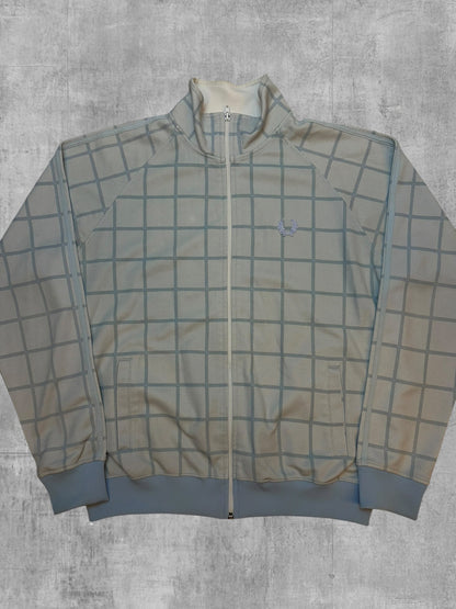 Fred Perry Vintage Trainingsjacke Babyblau Weiß Kariert L