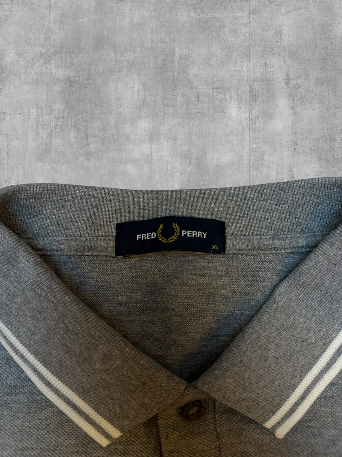 Fred Perry Polo Shirt Grau Weiß XL