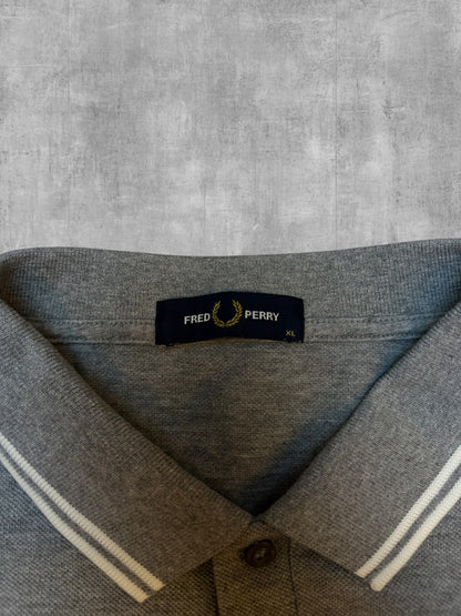 Fred Perry Polo Shirt Grau Weiß XL
