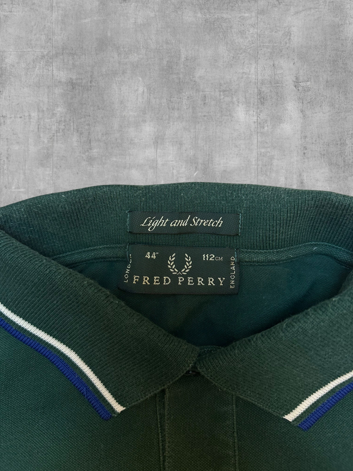 Fred Perry Poloshirt Grün Weiß Blau L