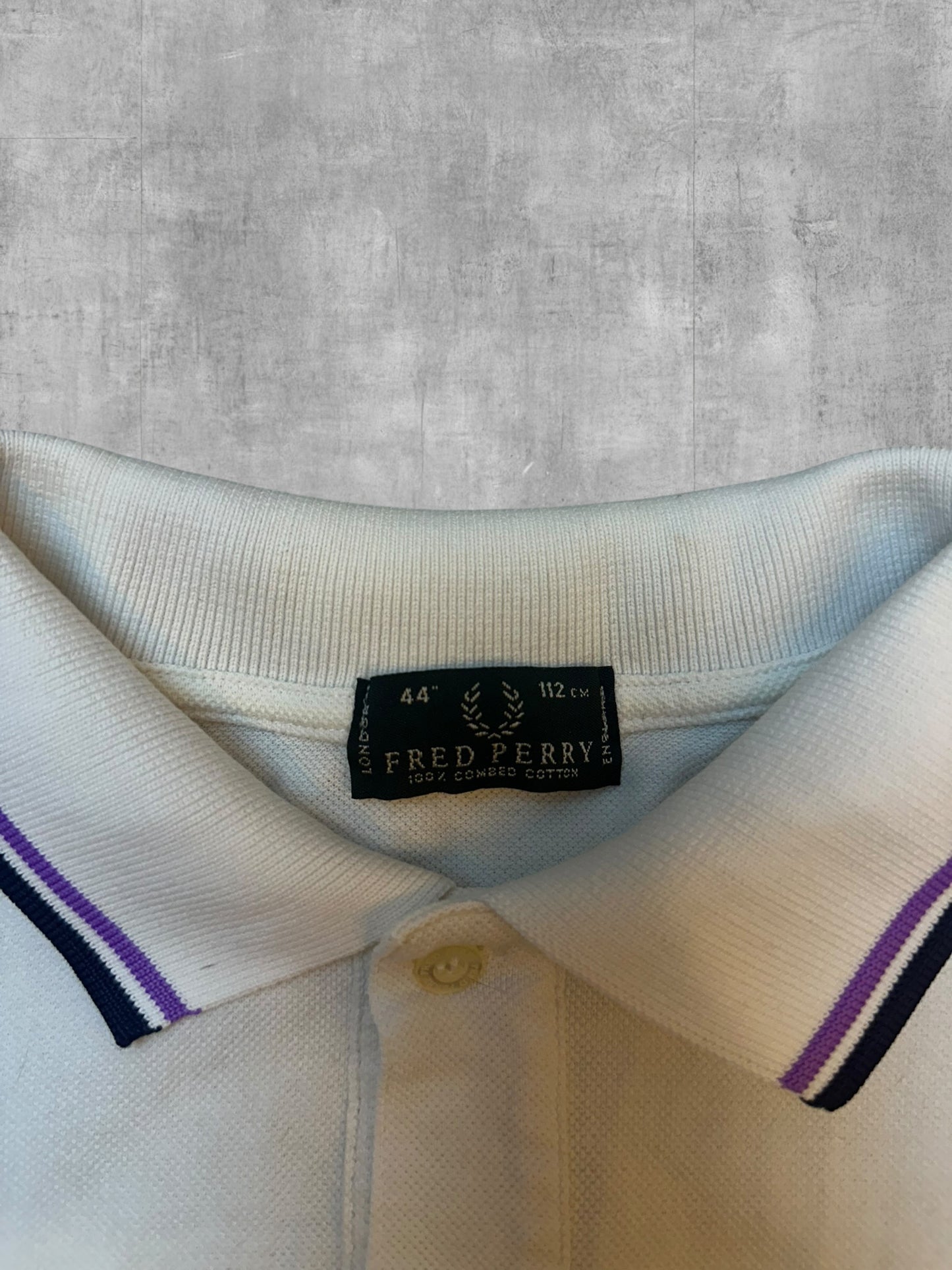 Fred Perry Polo Shirt Weiß Schwarz Lila M