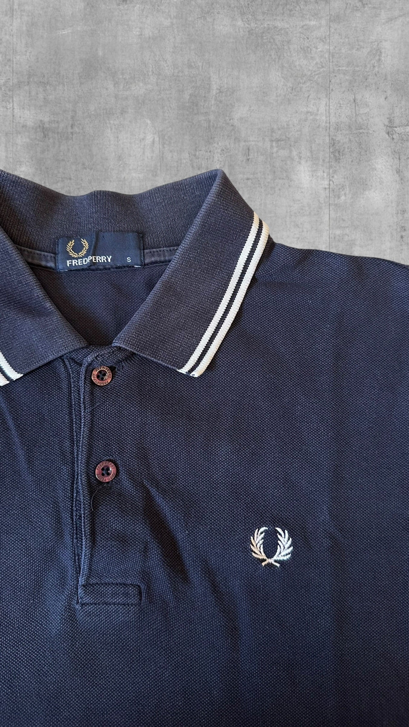 Fred Perry Polo Shirt Schwarz Navy Blau Weiß S