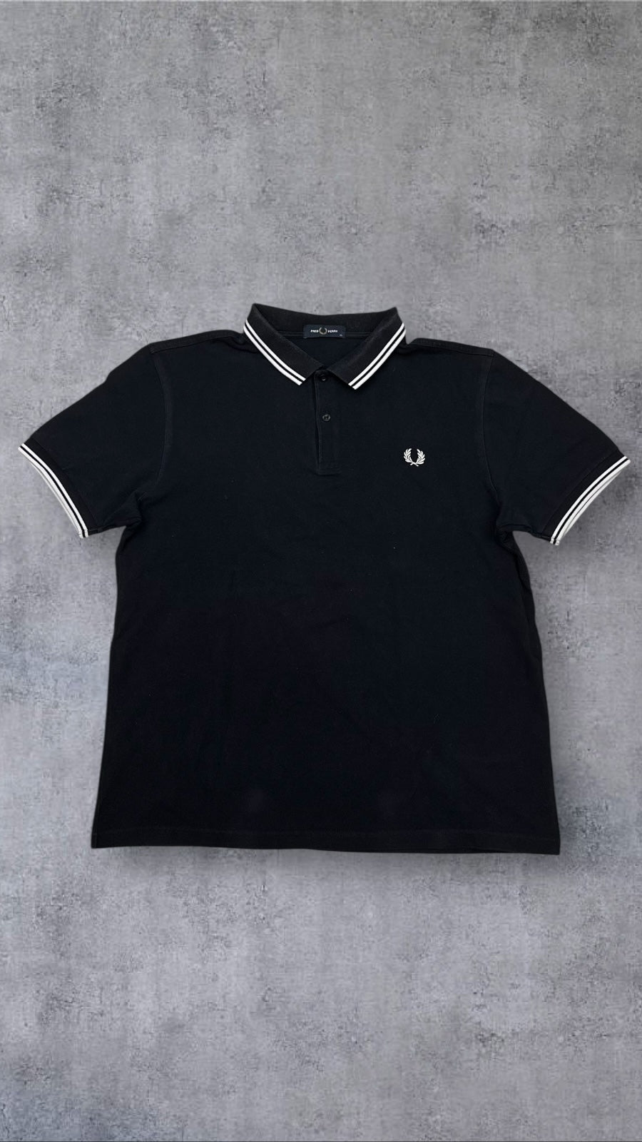 Fred Perry Polo Shirt Schwarz Weiß XL