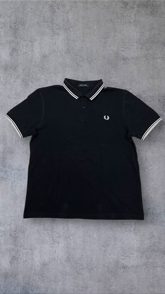 Fred Perry Polo Shirt Schwarz Weiß XL