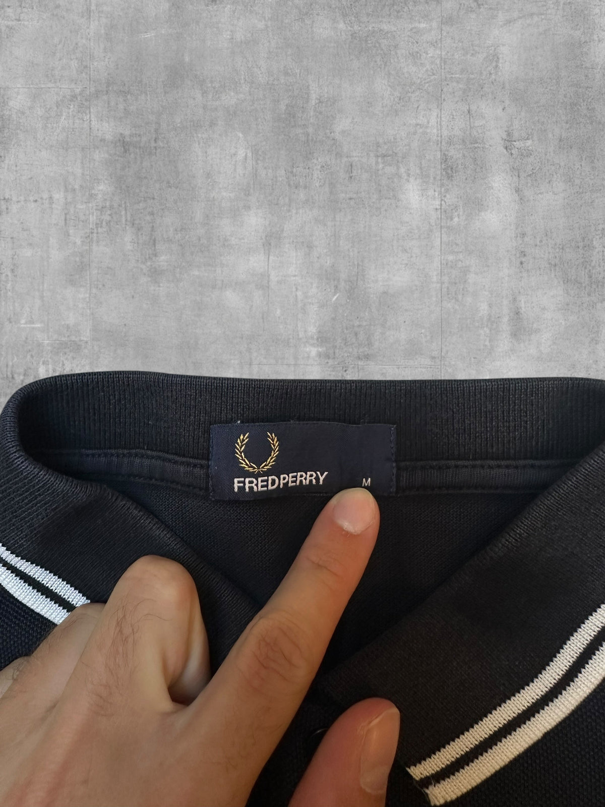 Fred Perry Polo Shirt Schwarz Weiß M