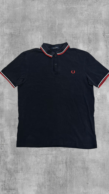 Fred Perry Polo Shirt Schwarz Rot Weiß L