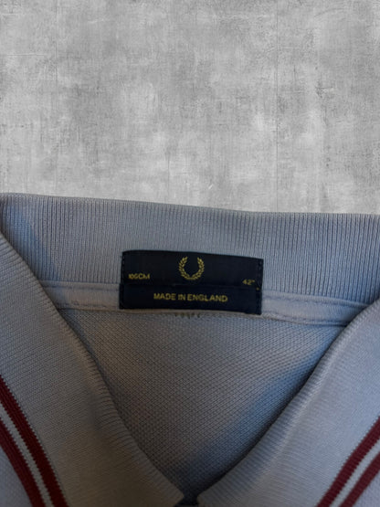 Fred Perry Polo Shirt Hellblau Weinrot M