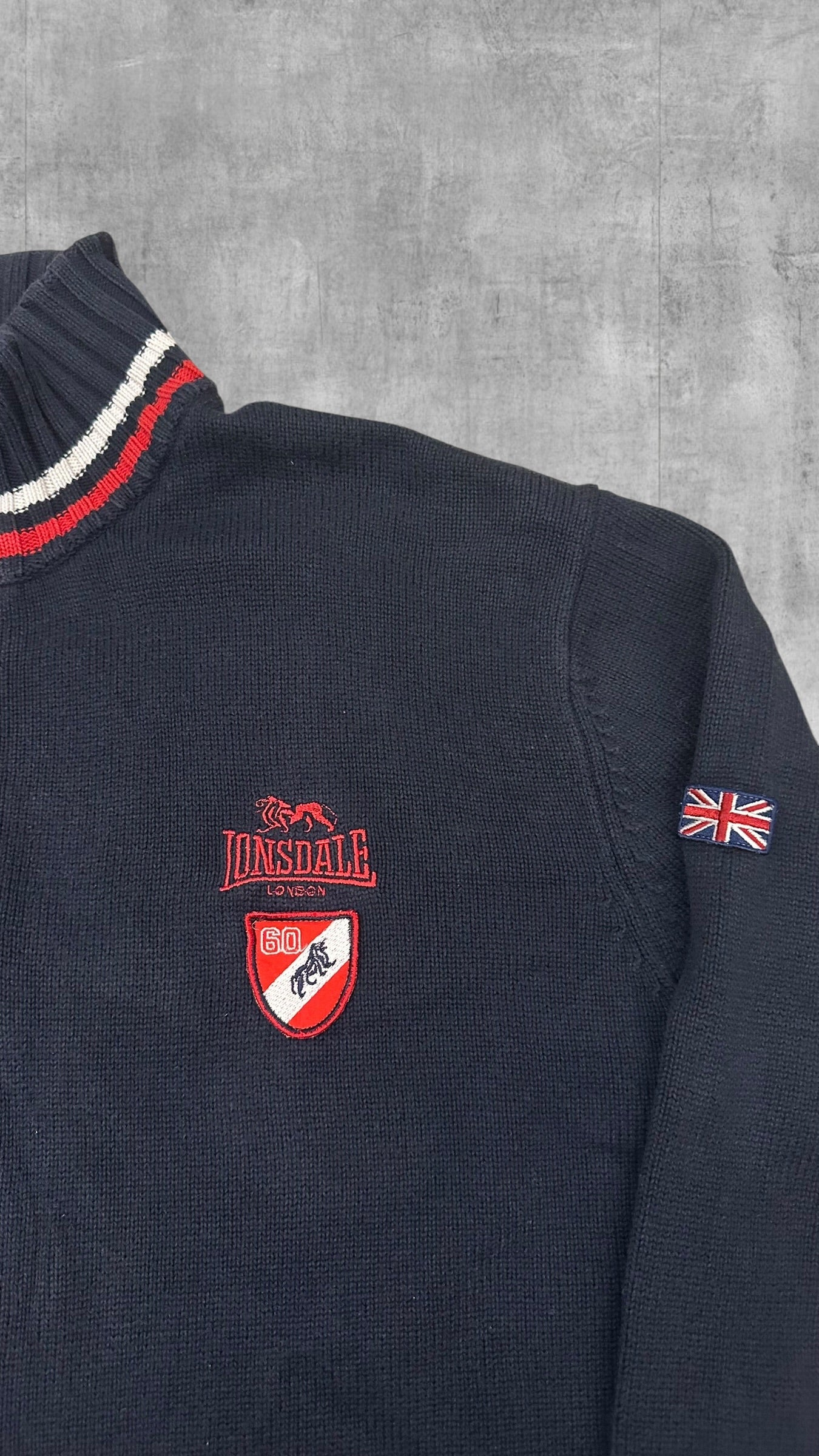 Lonsdale London Zip Jacke Baumwolle Schwarzblau Rot XXL