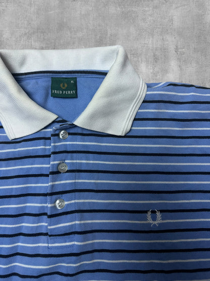 Fred Perry Vintage Polo Shirt Hellblau Weiß Schwarz XL