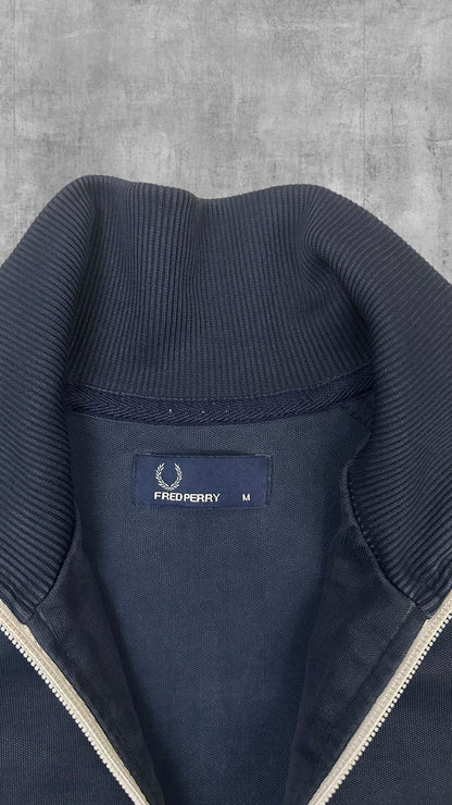 Fred Perry Vintage Trainingsjacke Taped Schwarzblau Grün M