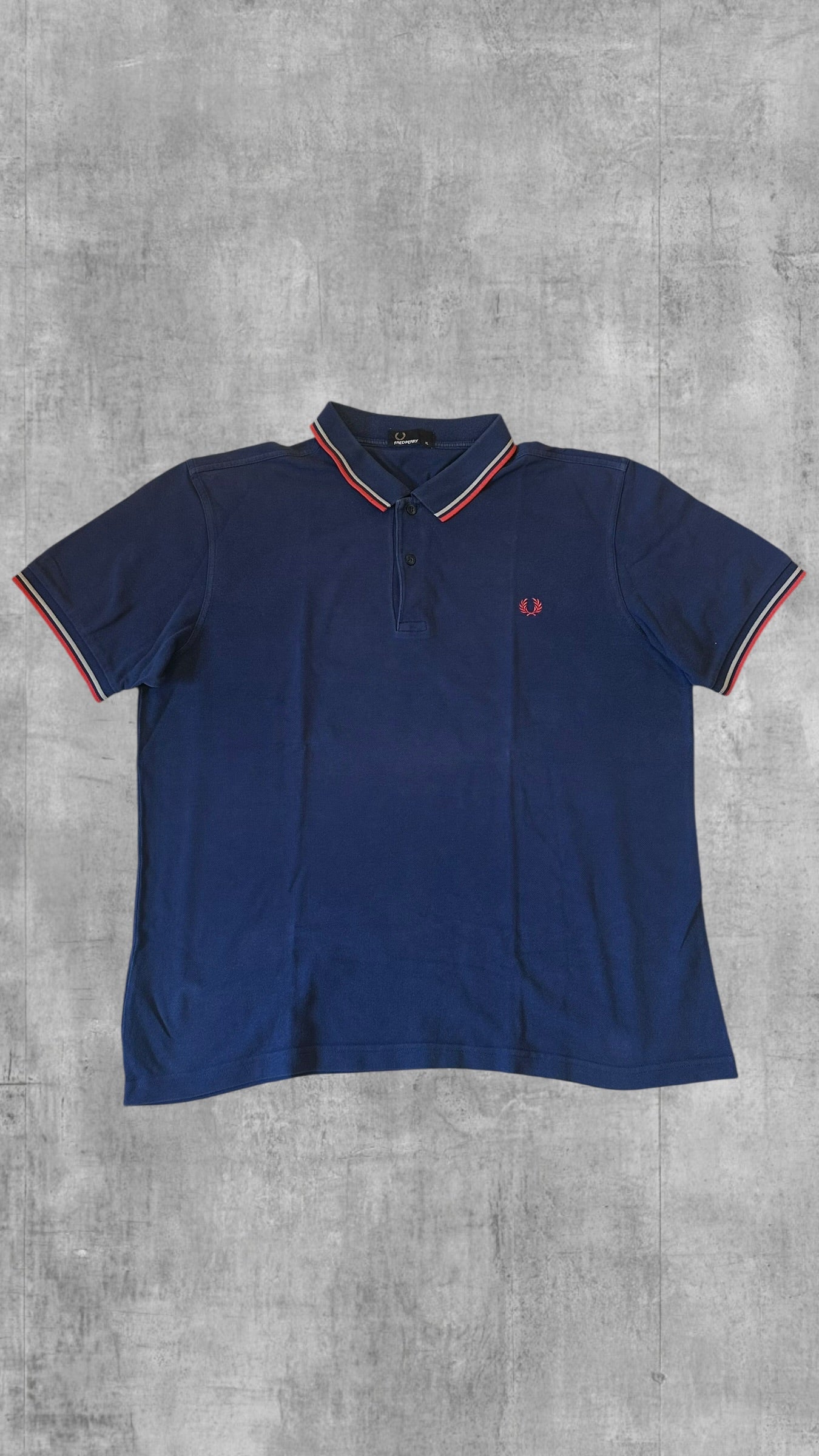 Fred Perry Polo Shirt Navy Blau Rot XL