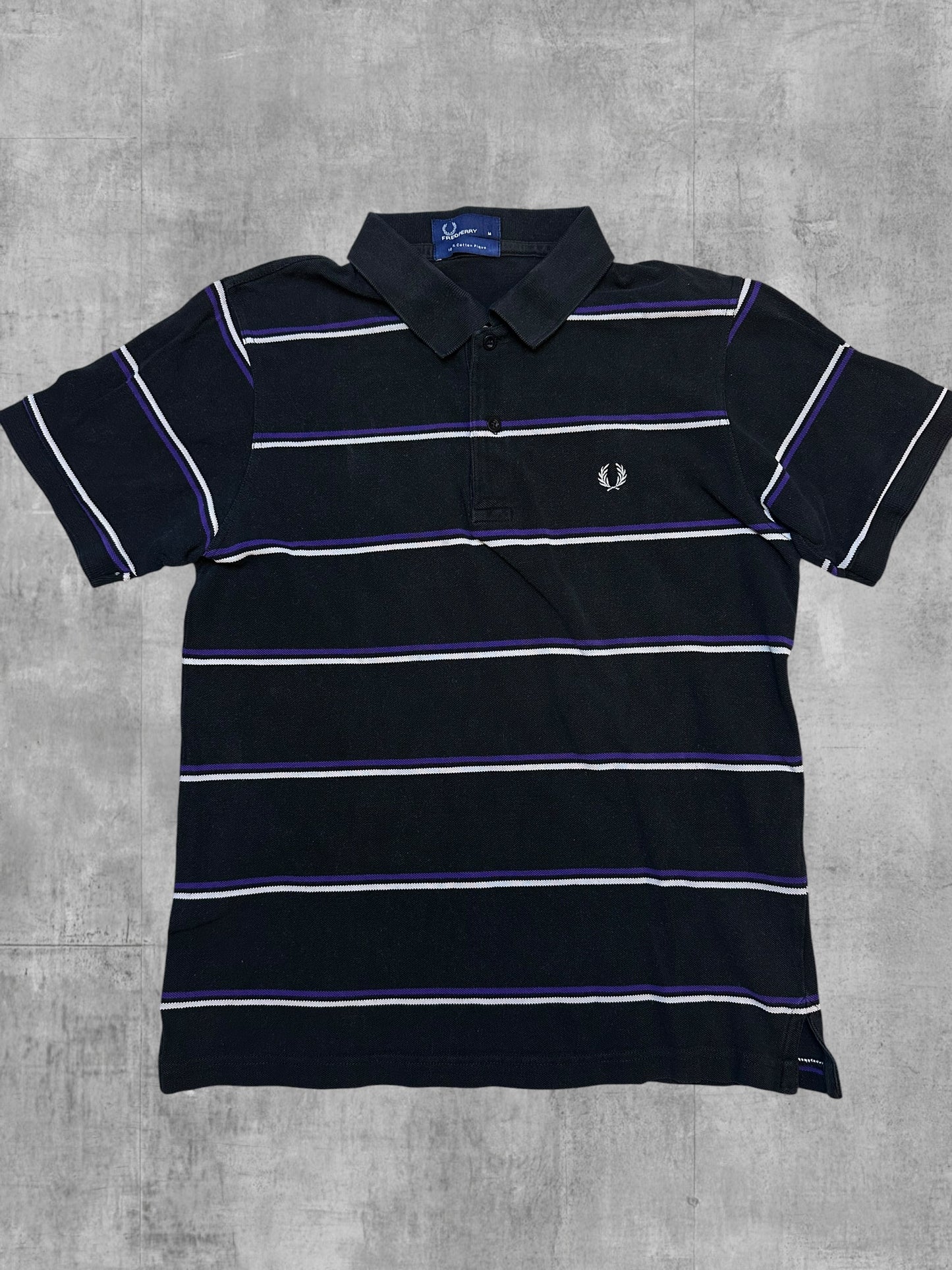 Fred Perry Poloshirt Schwarz-Lila Gestreift M