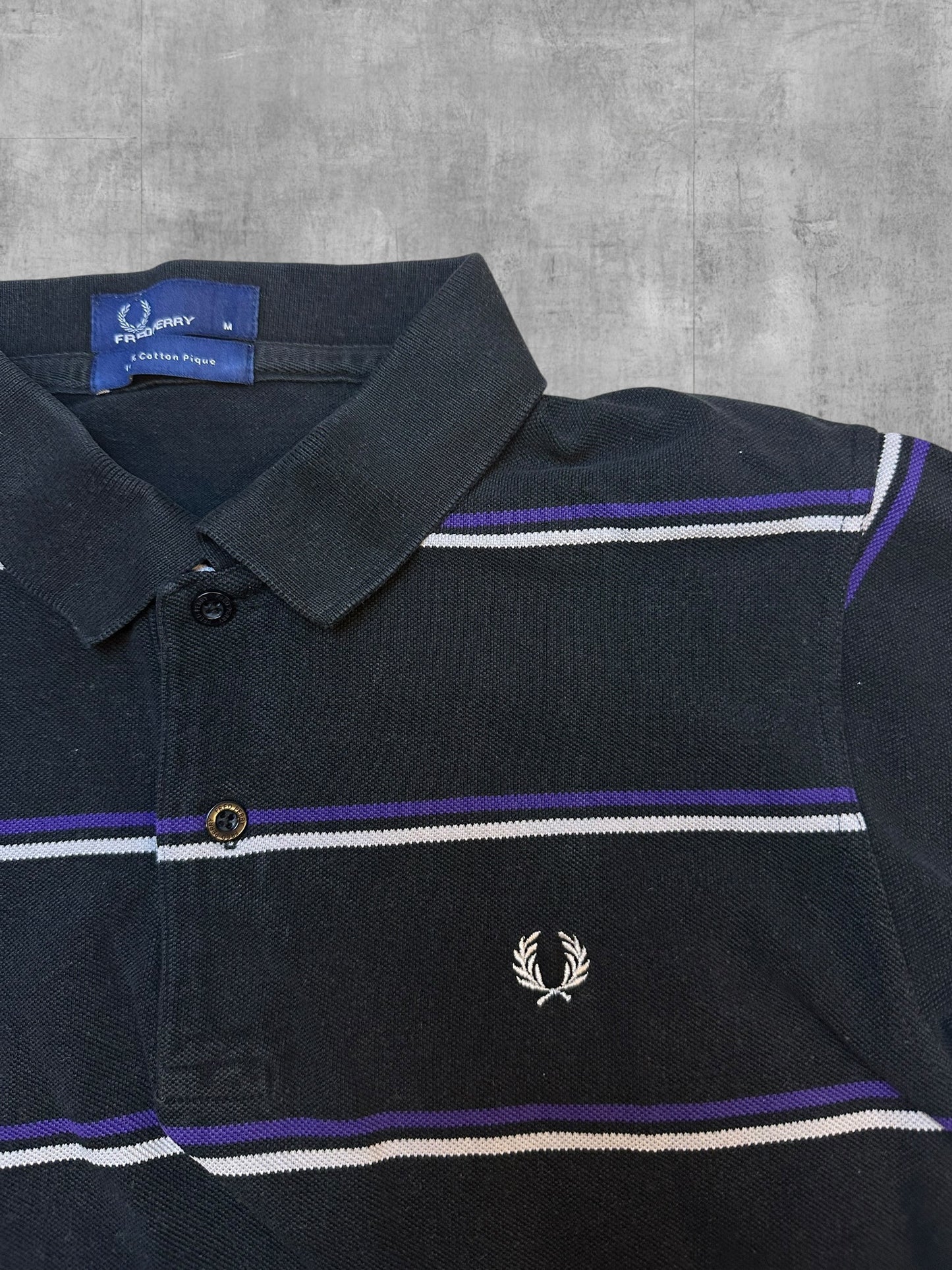 Fred Perry Poloshirt Schwarz-Lila Gestreift M