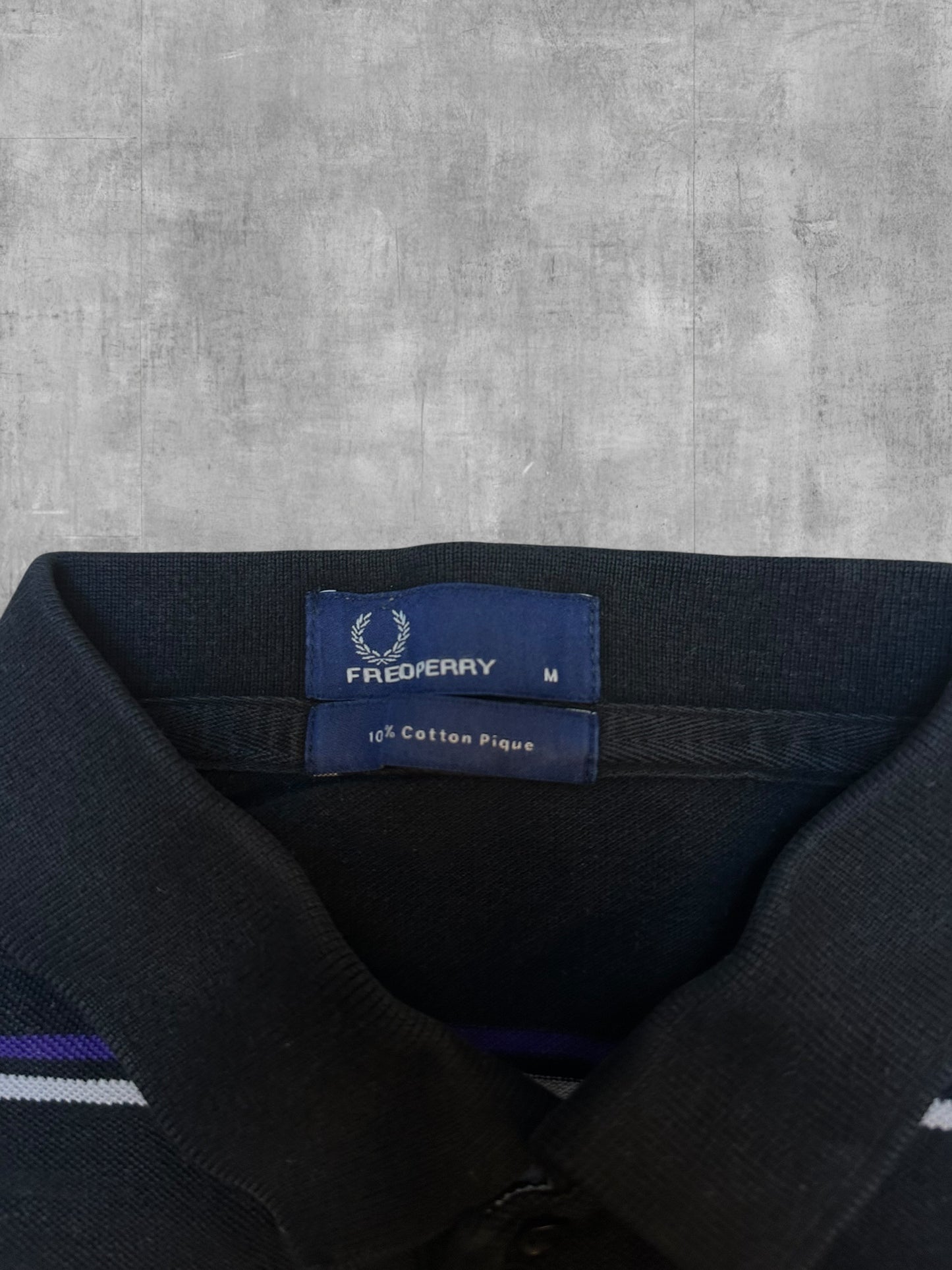 Fred Perry Poloshirt Schwarz-Lila Gestreift M