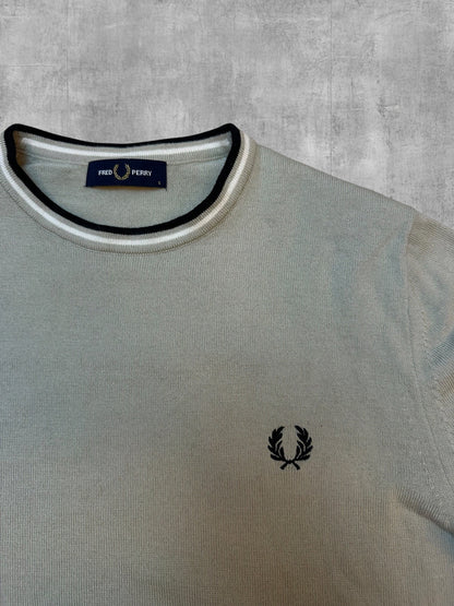 Fred Perry Strickpullover Salbeigrün - Logo