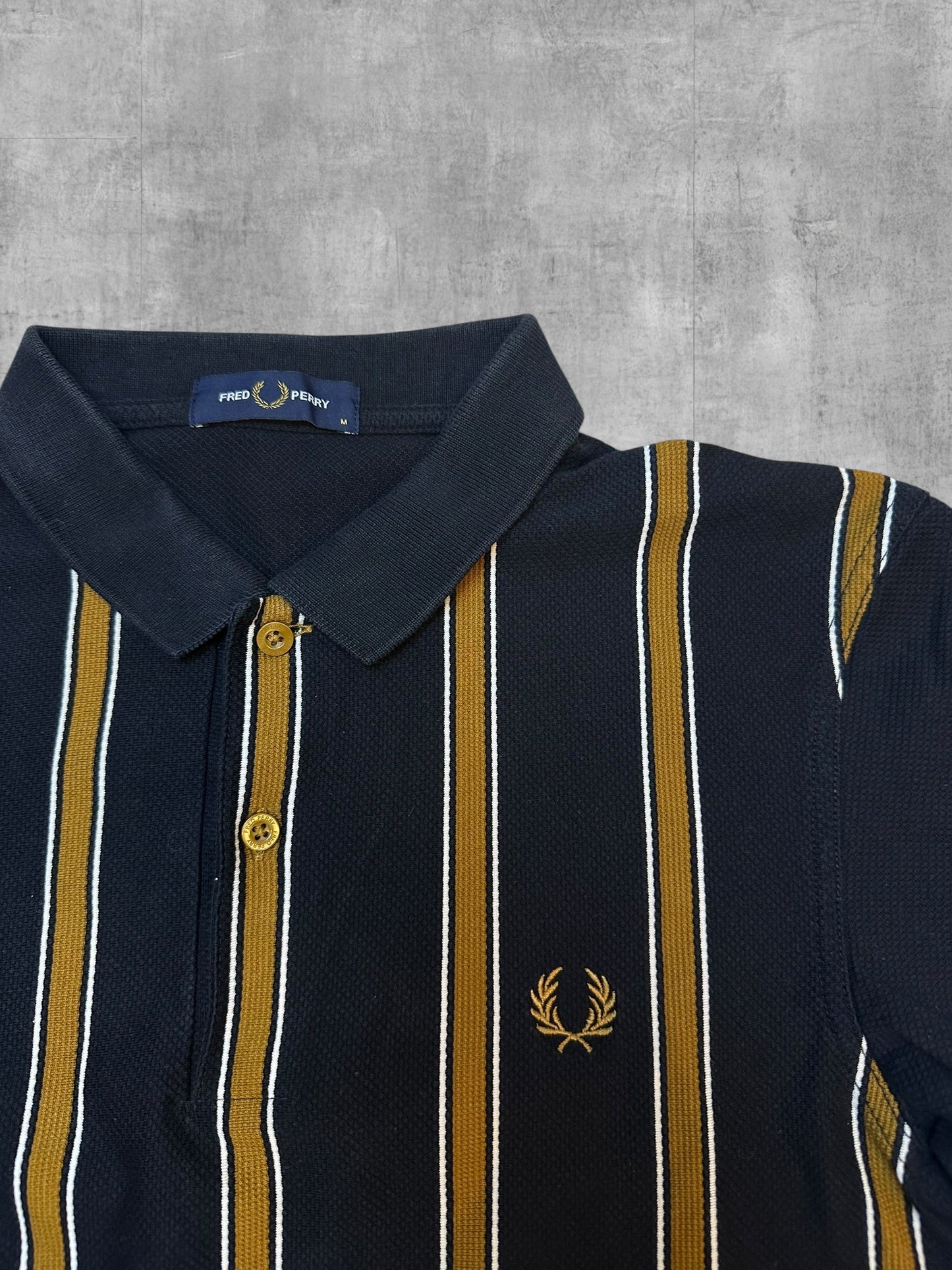 Fred Perry Polo Shirt Navy Gold - Logo