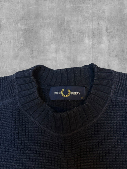 Fred Perry Strickpullover Navy - Nackentag