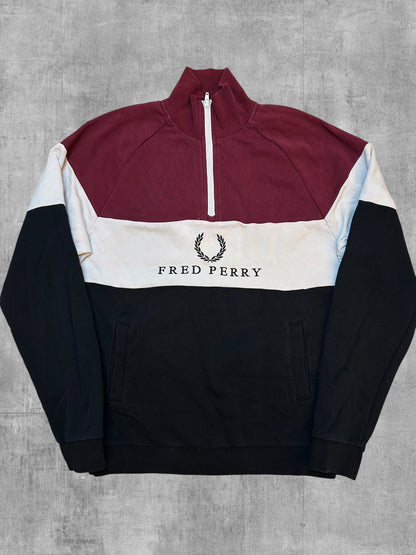 Fred Perry Sportswear Troyer Bordeaux Creme Schwarz S - Vorderseite