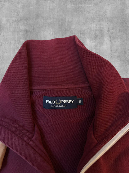 Fred Perry Sportswear Troyer Bordeaux Creme Schwarz S - Nackentag