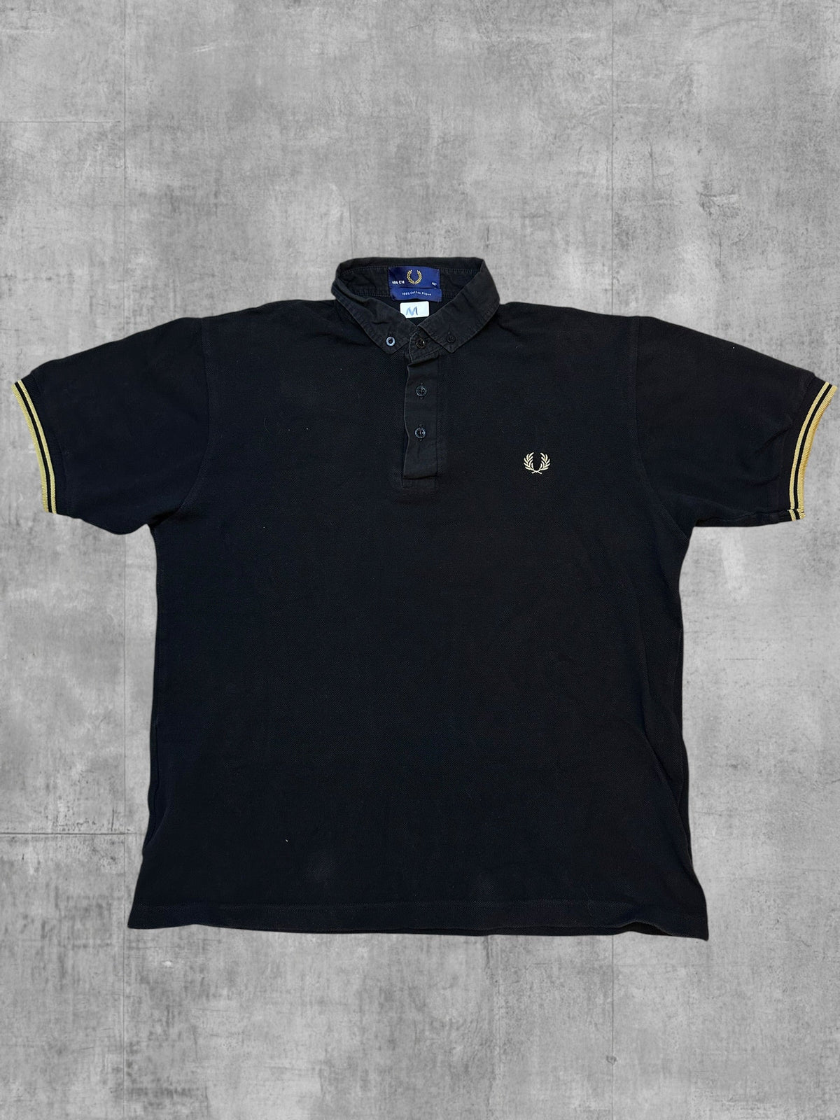 Fred Perry Button-Down Poloshirt Schwarz M - Vorderseite