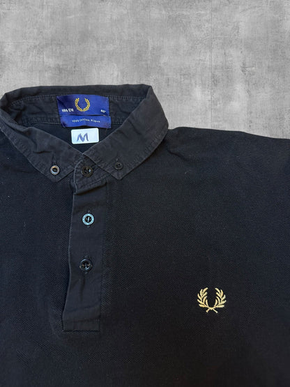 Fred Perry Button-Down Poloshirt Schwarz M - Logo