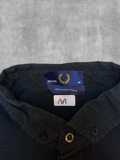 Fred Perry Button-Down Poloshirt Schwarz M - Nackentag