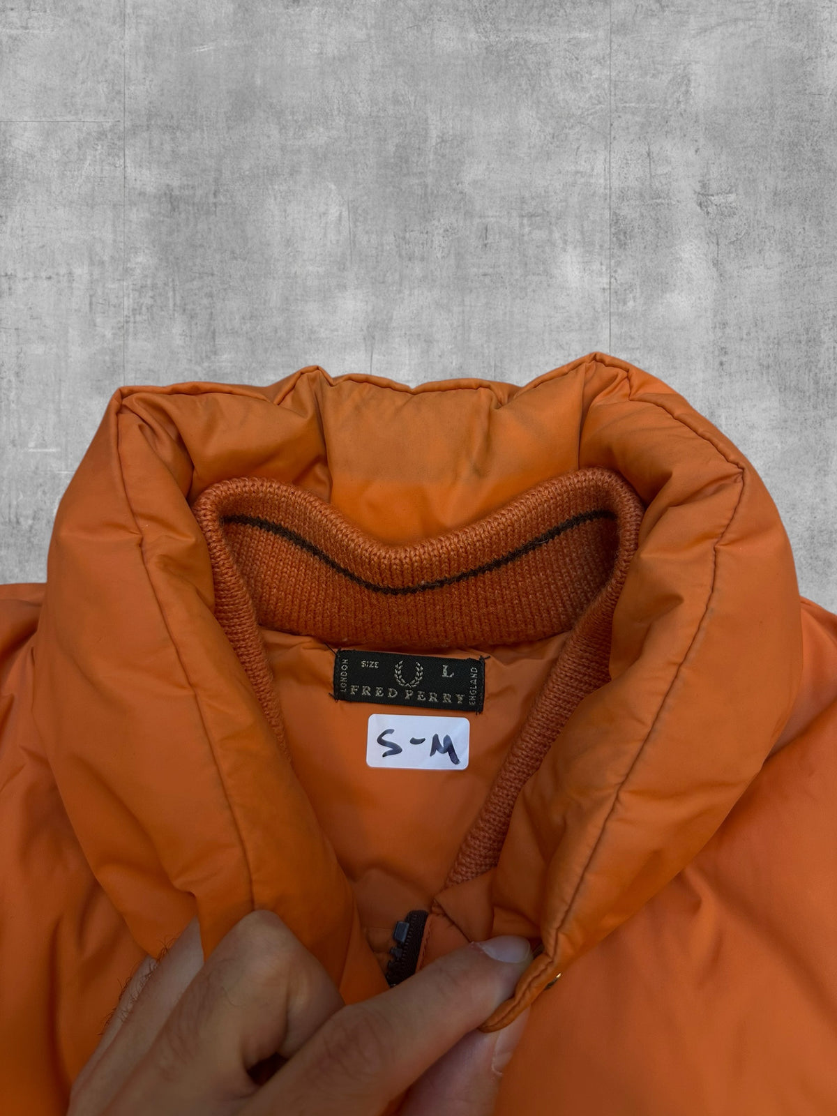 Fred Perry Down Jacket Puffer Jacket Orange M