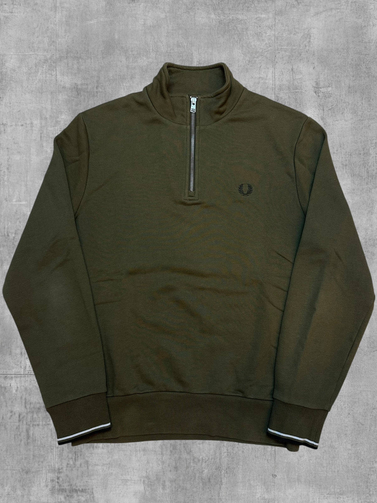 Fred Perry Quarter Zip Pullover Olivgrün M
