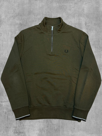 Fred Perry Quarter Zip Pullover Olivgrün M