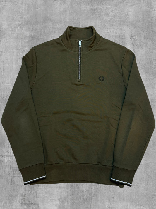 Fred Perry Quarter Zip Pullover Olivgrün M