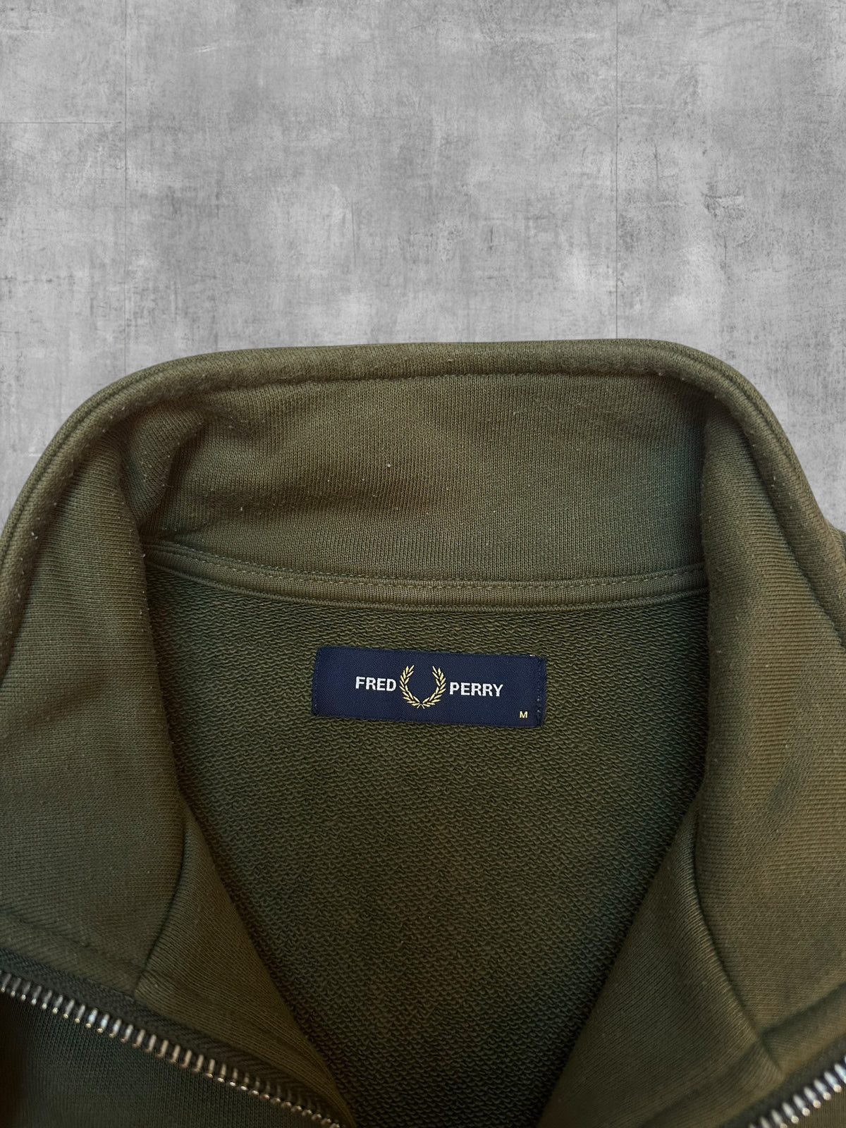 Fred Perry Quarter Zip Pullover Olivgrün M