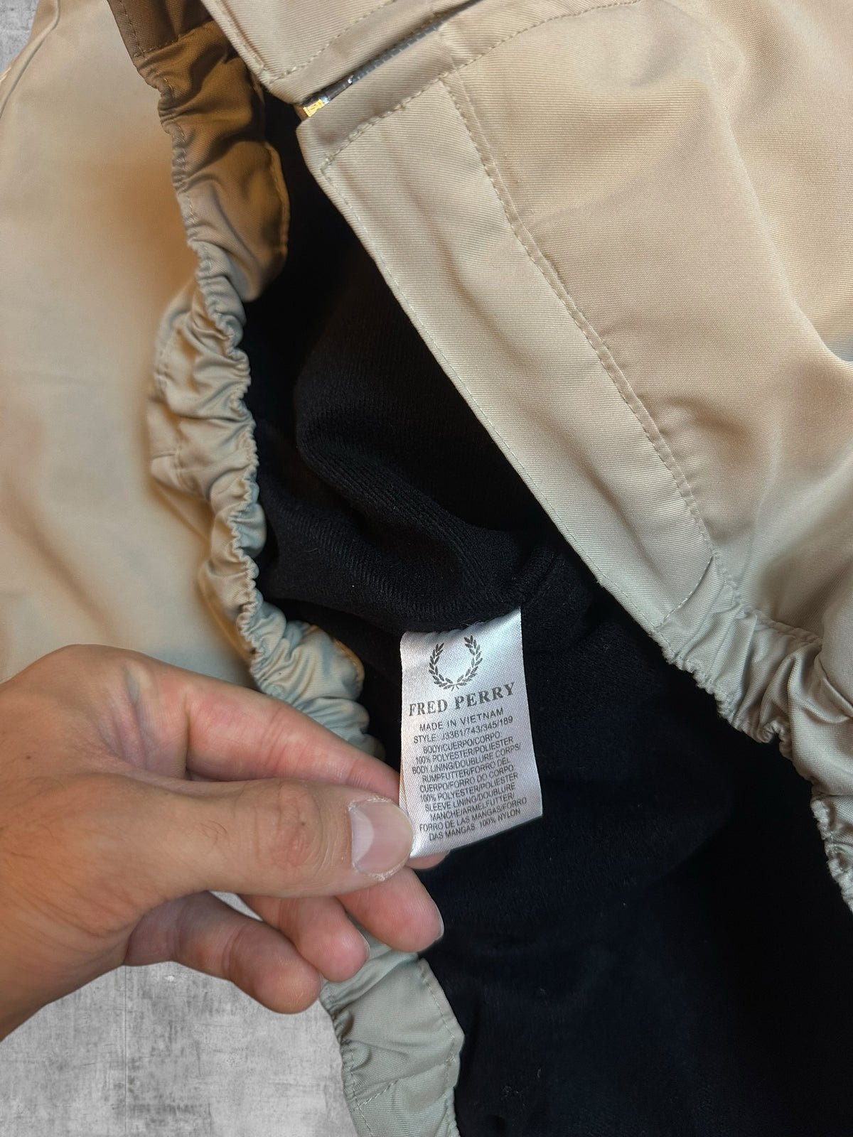Fred Perry Vintage Bomberjacke Übergangsjacke Beige L