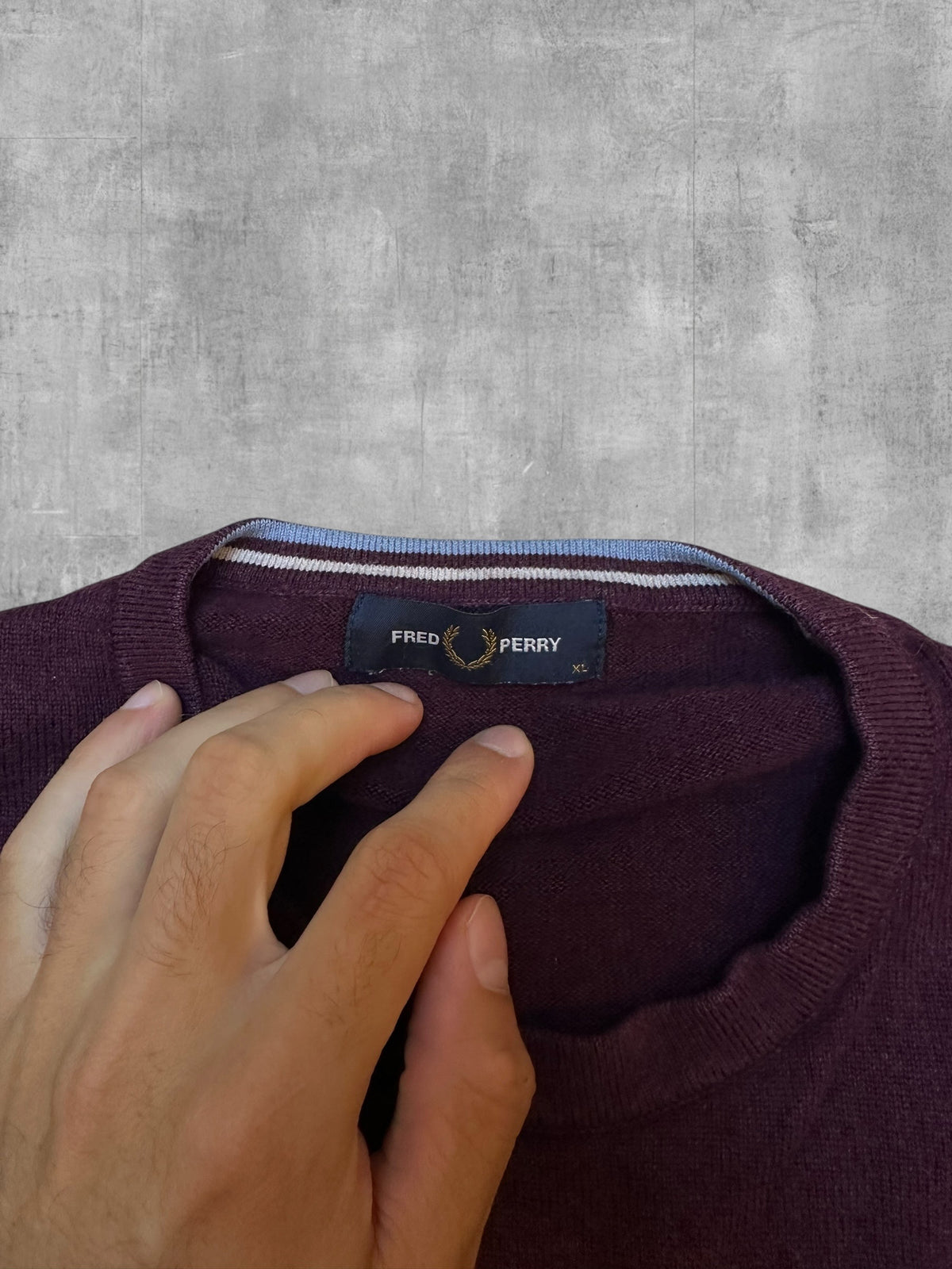 Fred Perry Strickpullover Weinrot XL Etikett